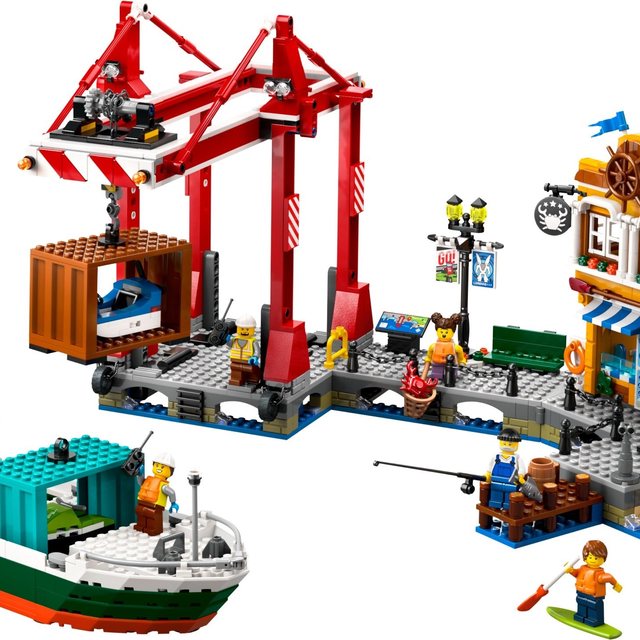 60422-1 Seaside Harbor with Cargo Ship