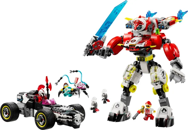 71497-1 Cooper's Tiger Mech & Zero's Hot Rod Car