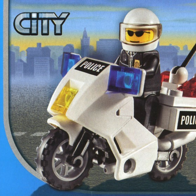 7235-1 Police Motorcycle (Black Sticker Version)